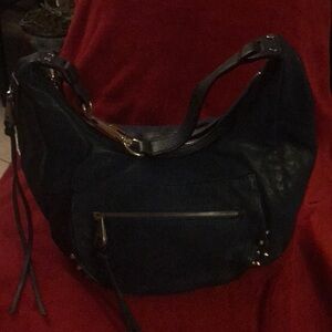 Everyday Navy Hobo Shoulder Bag with Front Zip Pocket